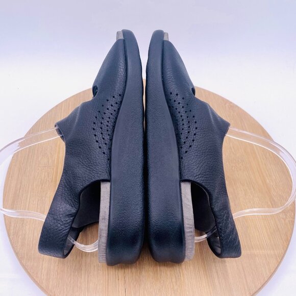 SAS Sandals Mens 12 Black Leather Slingback Double Strap Peep - Picture 9 of 11
